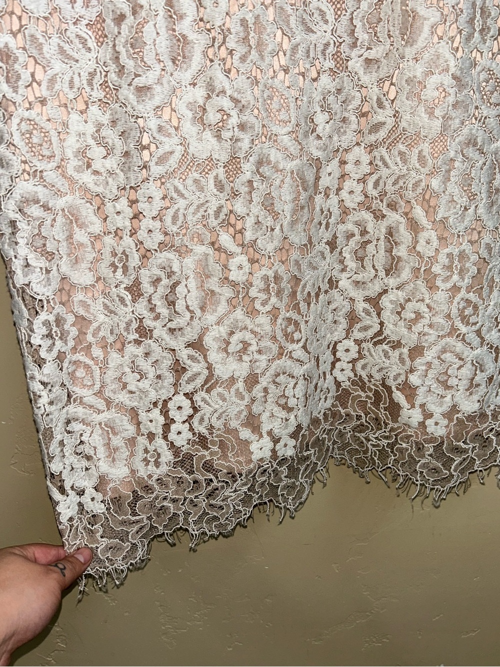 🔥5/$35🔥 Eliza J Lace Midi Dress in Champagne | Size 6 - Picture 4 of 10